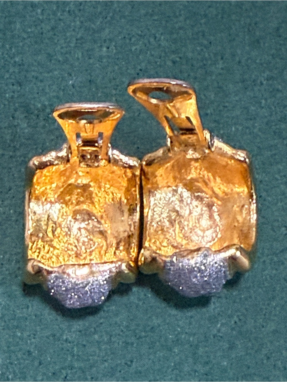 Vintage Two Tone & Silver Tone Clip On Earrings 2 Pairs - Picture 3 of 9